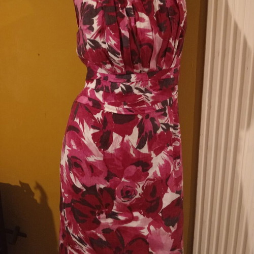 Laura Ashley Pink Floral Wedding Guest Dress 100% Linen like new