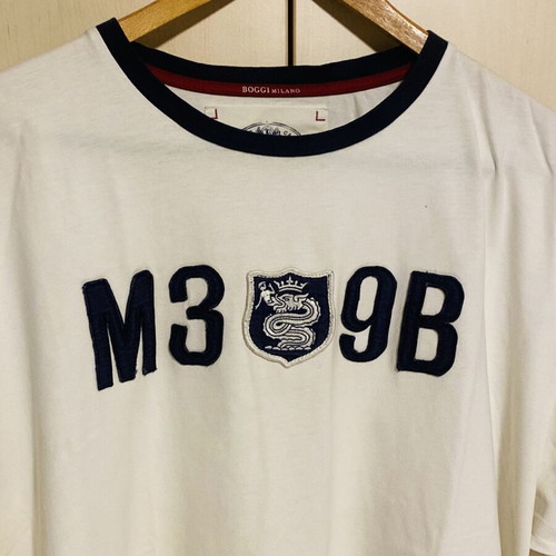 Boggi Milano men's cotton t-shirt like new, white and blue
