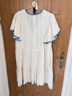 Cotton dress, white and blue, size L