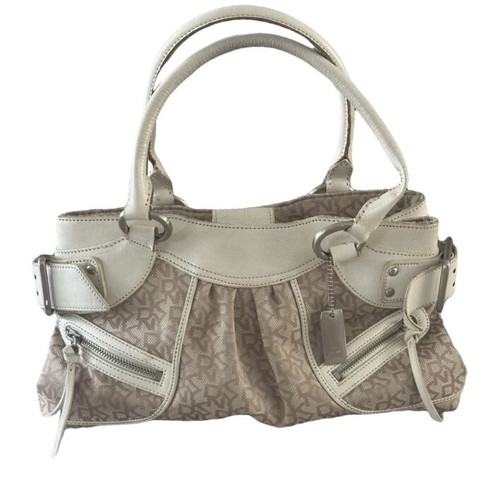 DKNY handbag used, leather, beige