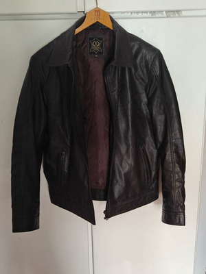 Men's leather jacket used, dark brown, XXL