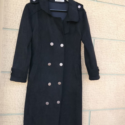 Liang Qi women's black double-breasted coat, size M