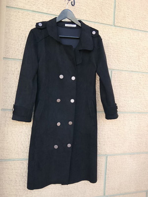 Liang Qi women's black double-breasted coat, size M