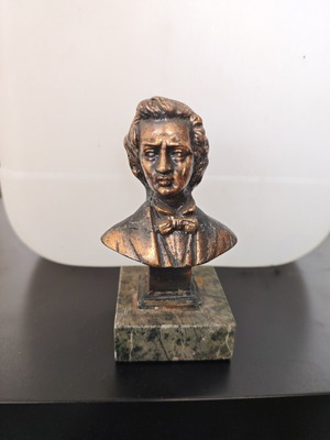 Brass bust of composer Frédéric Chopin like new