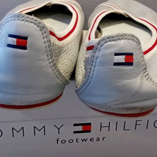 Tommy Hilfiger leather flats silver women's shoes 36/37