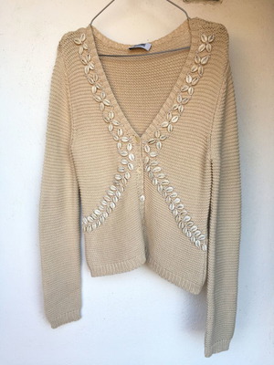 Moschino Cheap and Chic Ribbed-Knit Cardigan M like new, beige