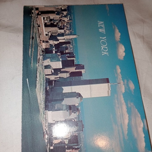 Postcard from New York with Manhattan Twin Towers new