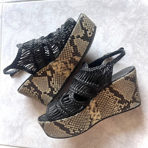 Pons Quintana leather platform sandals, animal print, size 38