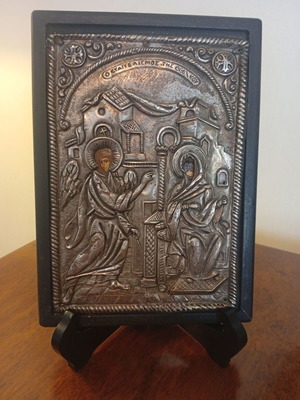Annunciation of the Theotokos holy icon made of pure silver 950 like new