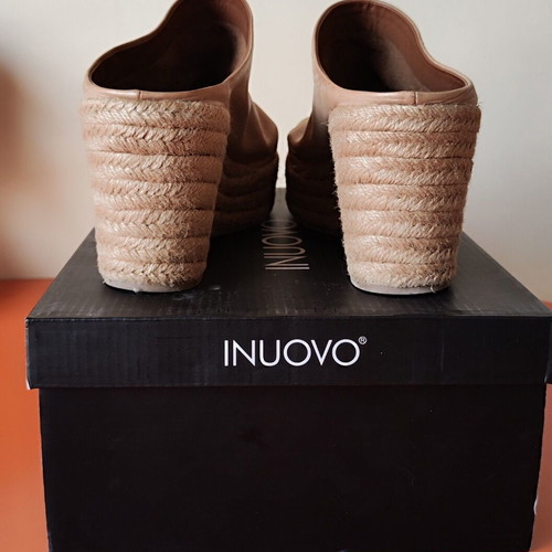 Inuovo Scissors peep-toe mules platform espadrilles size 41 used, beige leather