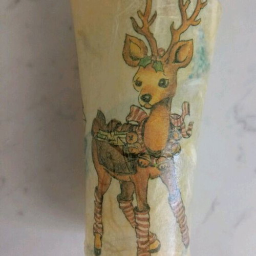 Decoupage Bottle Height 14 cm like new
