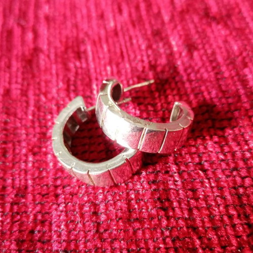 Hoop earrings with studs used, stainless steel, Italian handmade design
