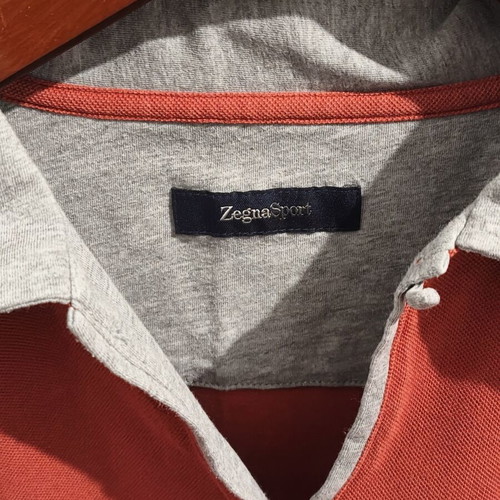 Zegna Sport Polo Shirt 3XL like new, gray and red cotton