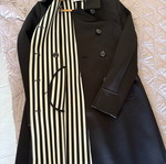 Motivi Lightweight Capardina Coat New, Black with White Stripes