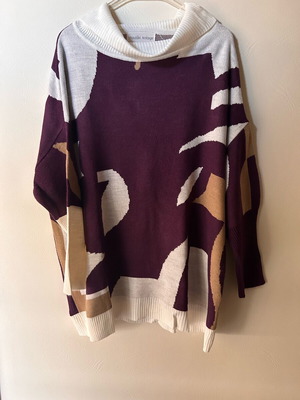 Moutaki knitted sweater like new, oversized burgundy with geometric patterns