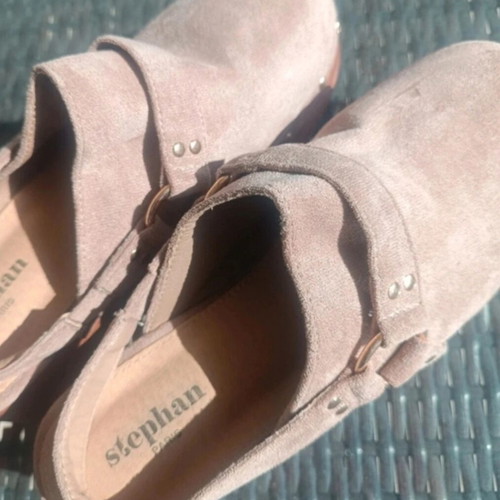Stephan Paris suede clogs platforms size 38, beige taupe