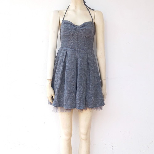 Stradivarius knitted backless dress used, gray, size M