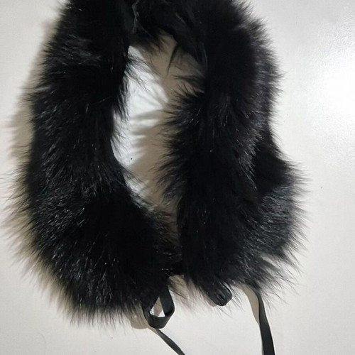 Women's black natural fur collar like new