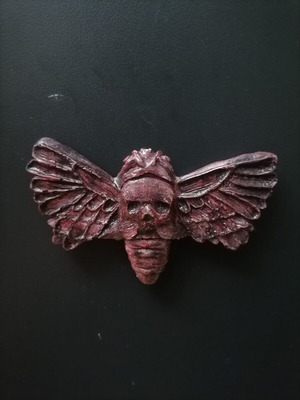Handmade magnet from white cement with acrylic and varnish