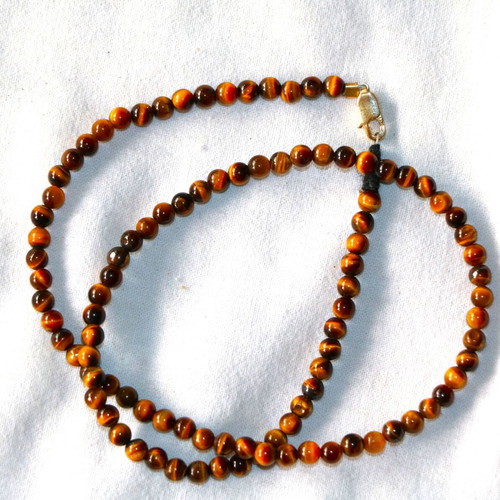 Gold necklace tiger's eye 14K 585 new, Indico jewels