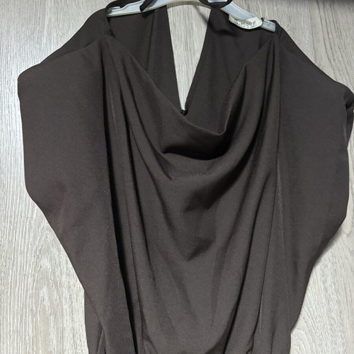 Brown jumpsuit with draped sleeve, one size to large