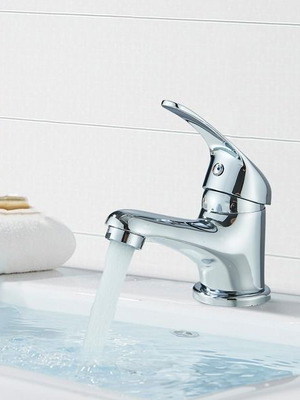 Bathroom sink mixer tap with ceramic mechanism, G3/8, chrome
