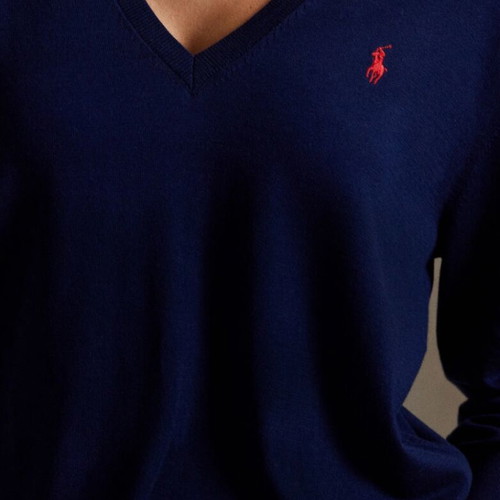 Polo Ralph Lauren Slim Fit V-Neck Sweater Navy Blue like new