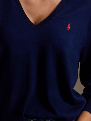 Polo Ralph Lauren Slim Fit V-Neck Sweater Navy Blue like new