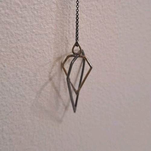 Geometric Silver Necklace 925 with Oxidized Chain like new
