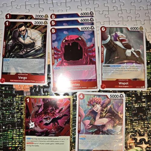 One Piece red rare cards, set of 8