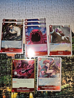 One Piece red rare cards, set of 8