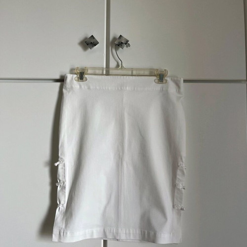 Carla G white midi skirt with slits and buttons, size 44