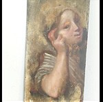  Πίνακας Αντίκα πολύ παλιός από ξύλο- ζωγραφισμένος στο χέρι