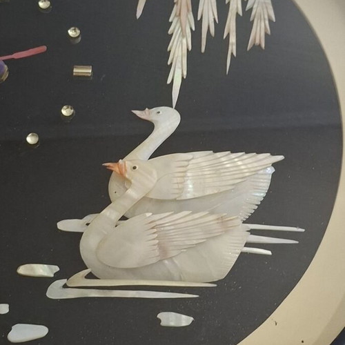 Chinese wall clock 30cm vintage, like new, mother of pearl design