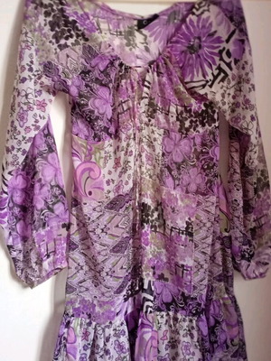 Floral tunic like new, boho chiffon caftan multicolor