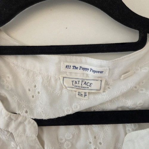 FatFace Broderie Anglaise Blouse white, new, size M