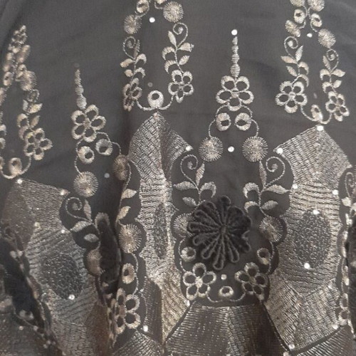 Gold and black fabric with lace, like new, 2 meters wide