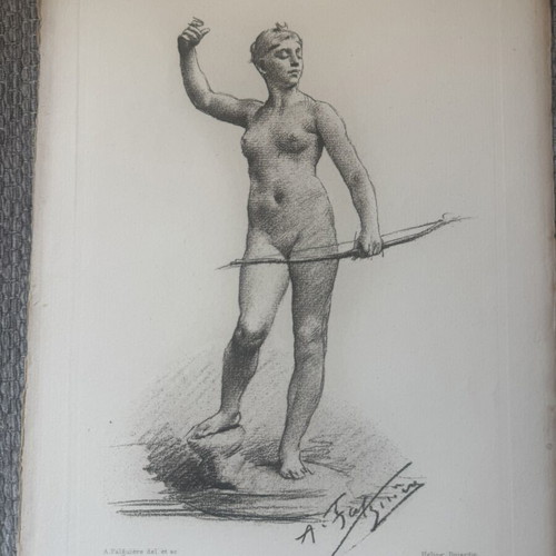 Engraving used, old authentic, 19 x 28 cm