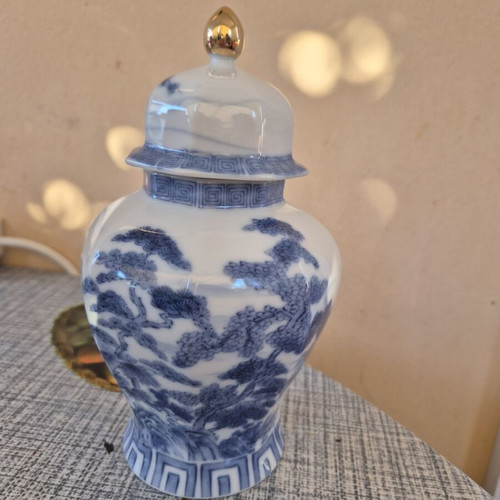 Vintage Shibata Japan porcelain ginger jar with lid