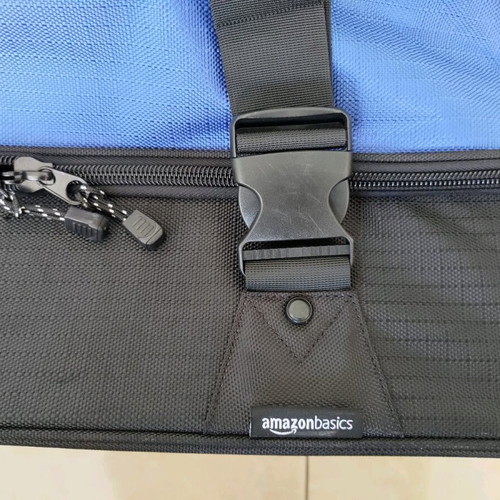 AmazonBasics Ripstop Wheeled Duffel Suitcase 87 Liter Blue like new