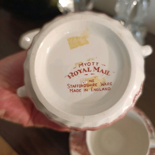 Vintage Myott Royal Mail coffee/tea set used, Staffordshire porcelain