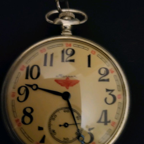 Molnija vintage pocket watch used, stainless steel