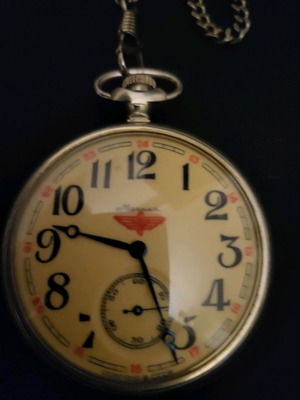 Molnija vintage pocket watch used, stainless steel