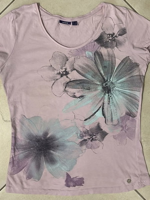 Mexx Women T-Shirt dusty pink with watercolor floral print size S like new