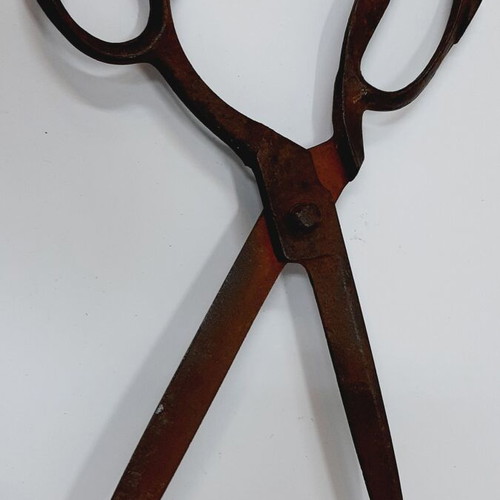 Large Hand-Forged Iron Scissors 27 cm, used, rustic industrial style