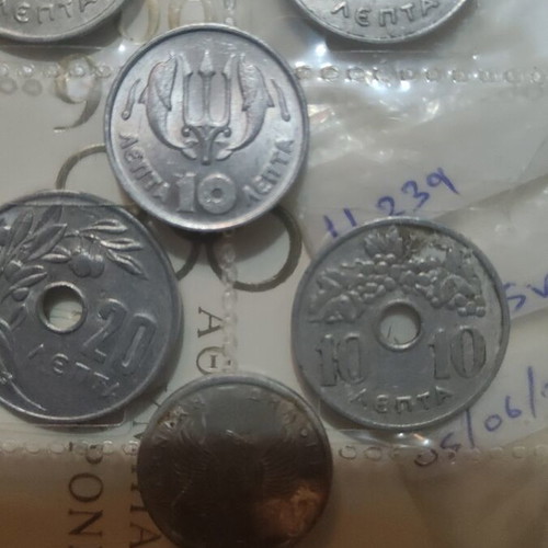 Greek old drachma coins used, pack of 6 pieces