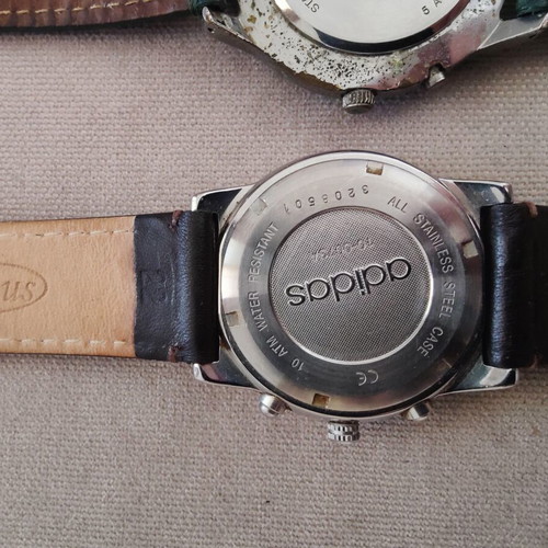 Men's Watches Adidas and Avia Trekker used, leather straps, battery needed