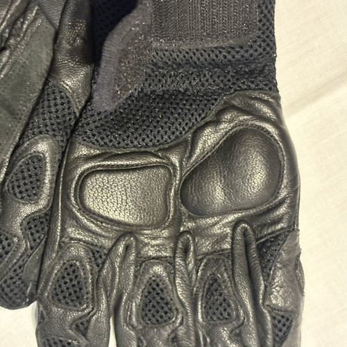 Men's leather motorcycle gloves, size 11, black