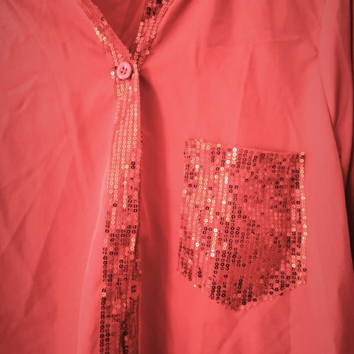 Red women's shirt with sequins new, adjustable sleeves