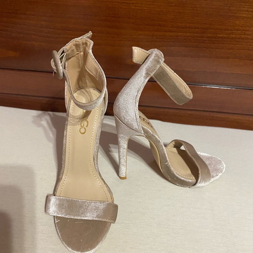 Beige suede GoGo Shoes sandal like new with buckle and 12 cm heel